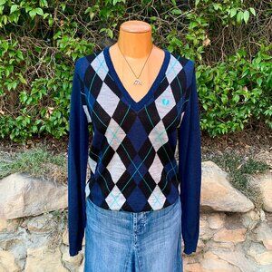 Fred Perry classic 100% merino wool argyle sweater